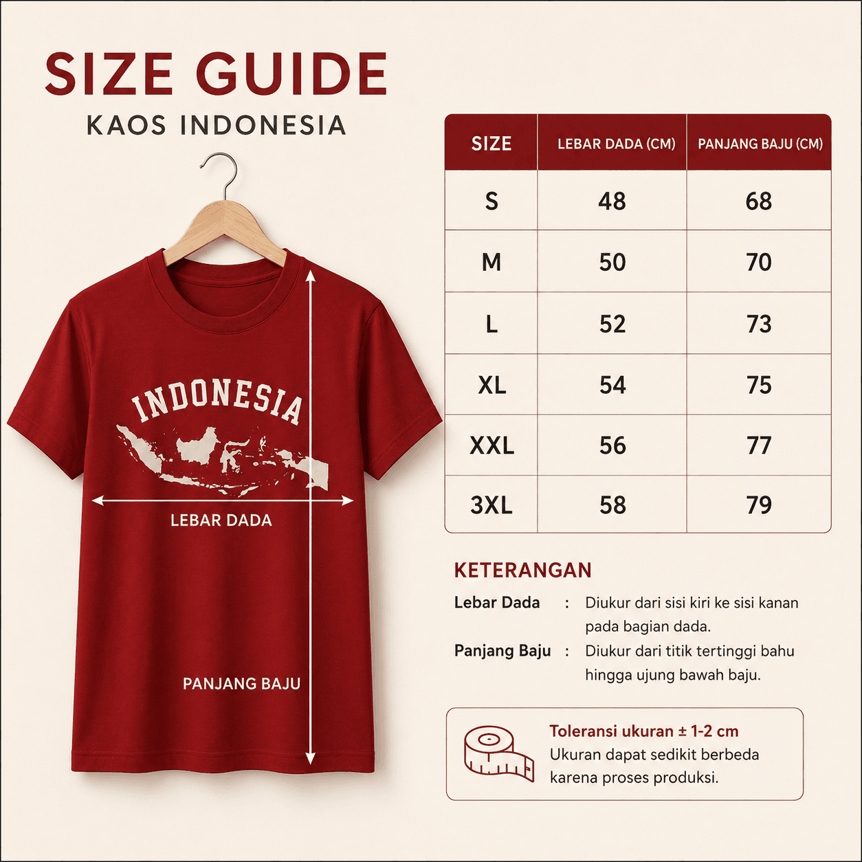 Indonesia Map T-shirt Unisex - Gambar 4