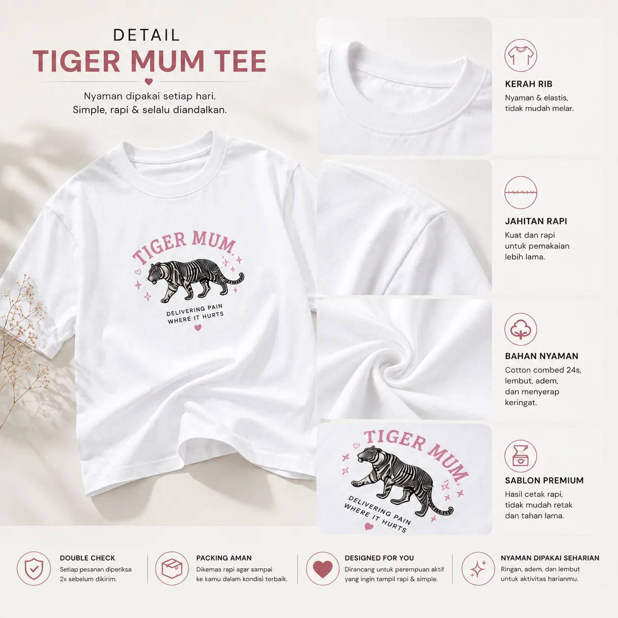 Tiger Mum T-shirt Unisex - Gambar 8